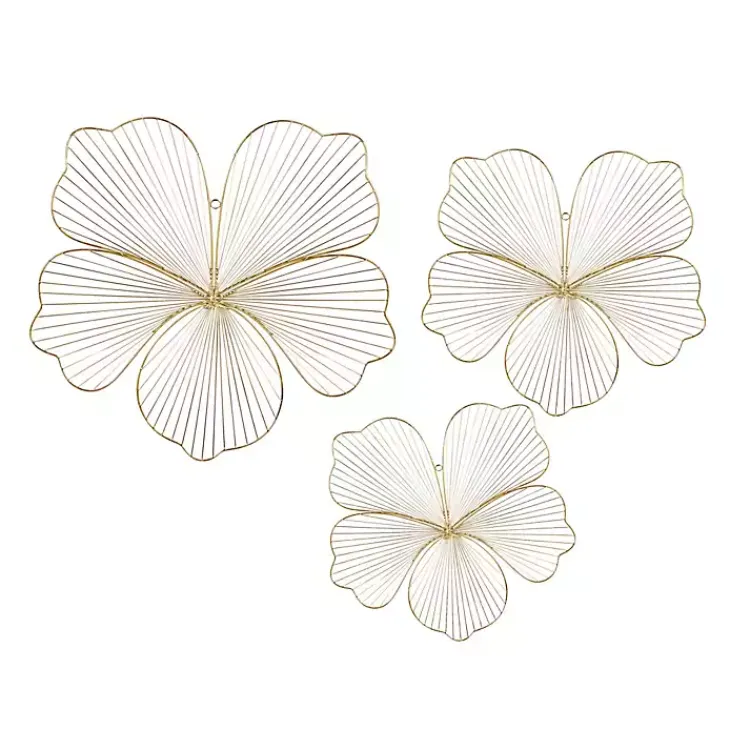 Kirklands Home Metal Frame Floral Wall Plaques, Set of 3 Gold Sale