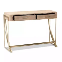 Kirklands Home Gold Metal Frame Two-Drawer Console Table Outlet