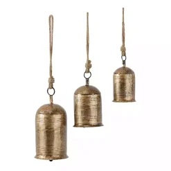 Decorative Accents>Kirklands Home Metal Hanging Bells, Set of 3 Gold