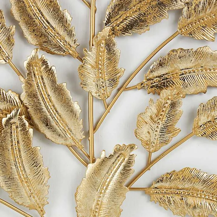 Kirklands Home Gold Metal Leaves Framed Wall Plaques, Set of 2 Hot