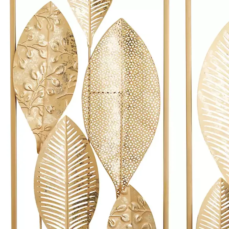 Kirklands Home Metal Leaves Wall Plaques, Set of 2 Gold