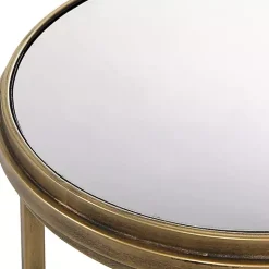 Kirklands Home Metal Mirror Top 2-pc. Nesting Side Table Set Gold New