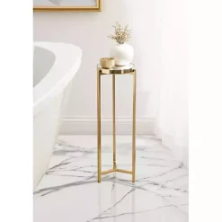 Kirklands Home Metal Mirrored Tabletop Aguilar Drink Table Gold Online