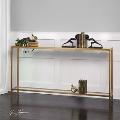 Kirklands Home Metal Mirrored Top Slim Console Table Gold Outlet