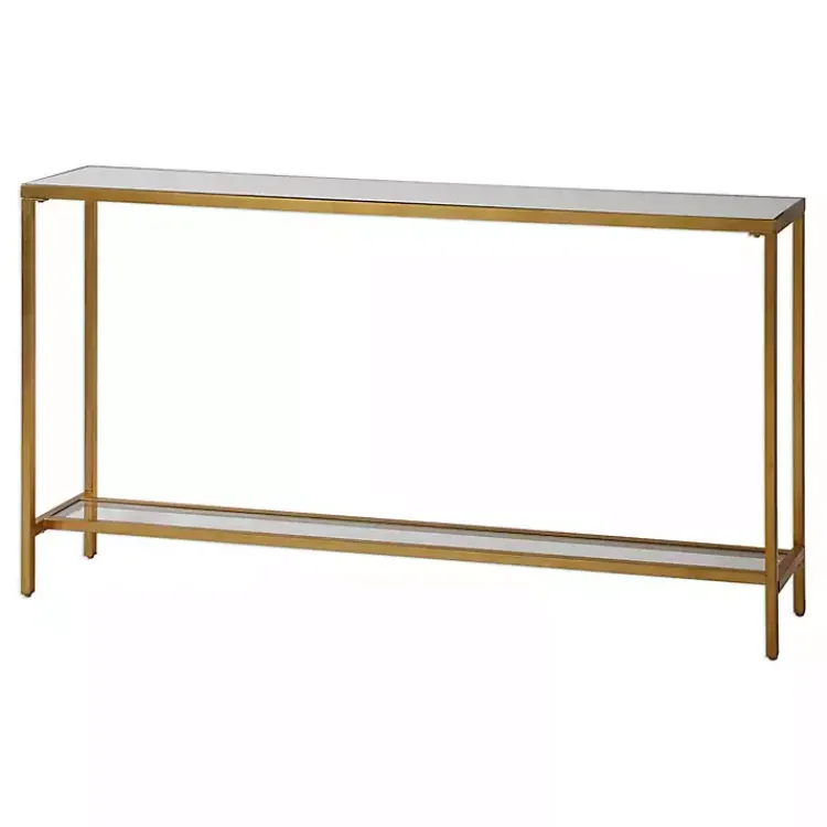 Kirklands Home Metal Mirrored Top Slim Console Table Gold Outlet