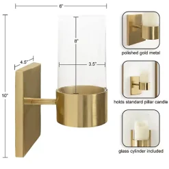 Sconces>Kirklands Home Gold Metal Modern Sconce