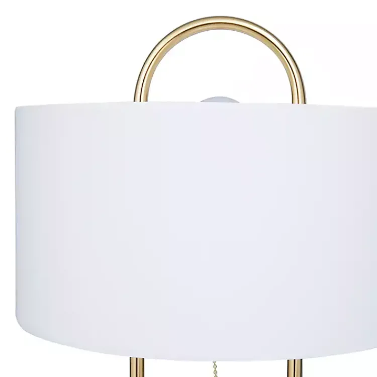 Kirklands Home Metal Open Loop Stem White Round Table Lamp Gold Best