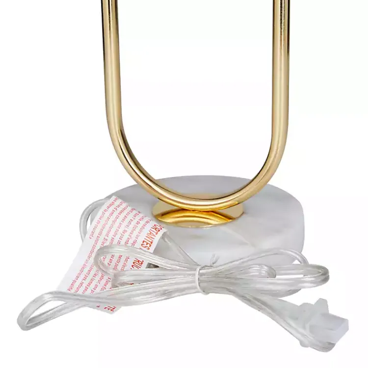 Kirklands Home Metal Open Loop Stem White Round Table Lamp Gold Best