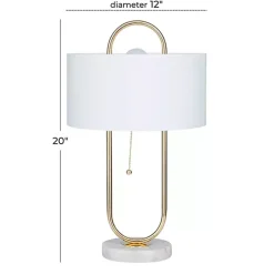 Kirklands Home Metal Open Loop Stem White Round Table Lamp Gold Best
