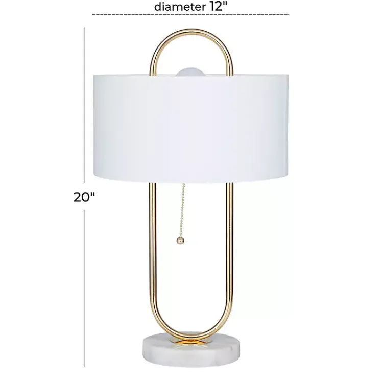 Kirklands Home Metal Open Loop Stem White Round Table Lamp Gold Best