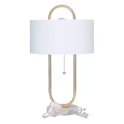 Kirklands Home Metal Open Loop Stem White Round Table Lamp Gold Best