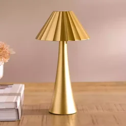 Kirklands Home Metal Ribbed Rechargeable Touch Lamp Gold