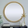 Kirklands Home Gold Metal Round Beaded Frame Wall Mirror Clearance