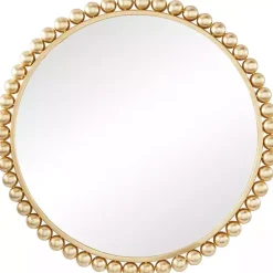 Kirklands Home Gold Metal Round Beaded Frame Wall Mirror Clearance
