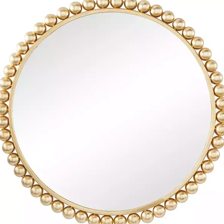 Kirklands Home Gold Metal Round Beaded Frame Wall Mirror Clearance