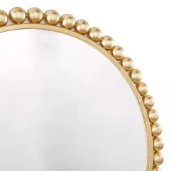Kirklands Home Gold Metal Round Beaded Frame Wall Mirror Clearance