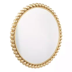 Kirklands Home Gold Metal Round Beaded Frame Wall Mirror Clearance