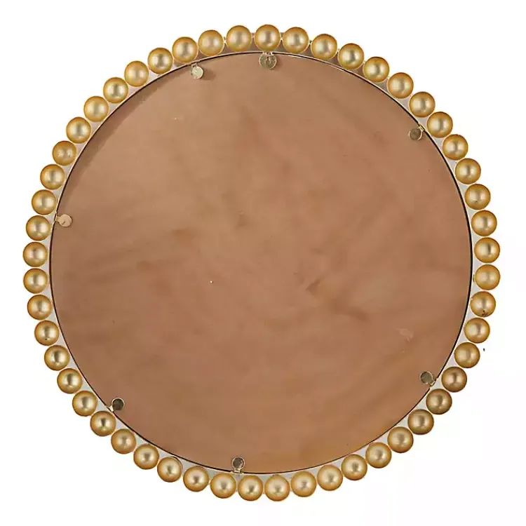 Kirklands Home Gold Metal Round Beaded Frame Wall Mirror Clearance