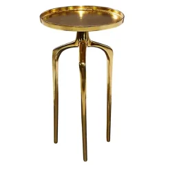 Kirklands Home Metal Round Tripod Accent Table Gold New