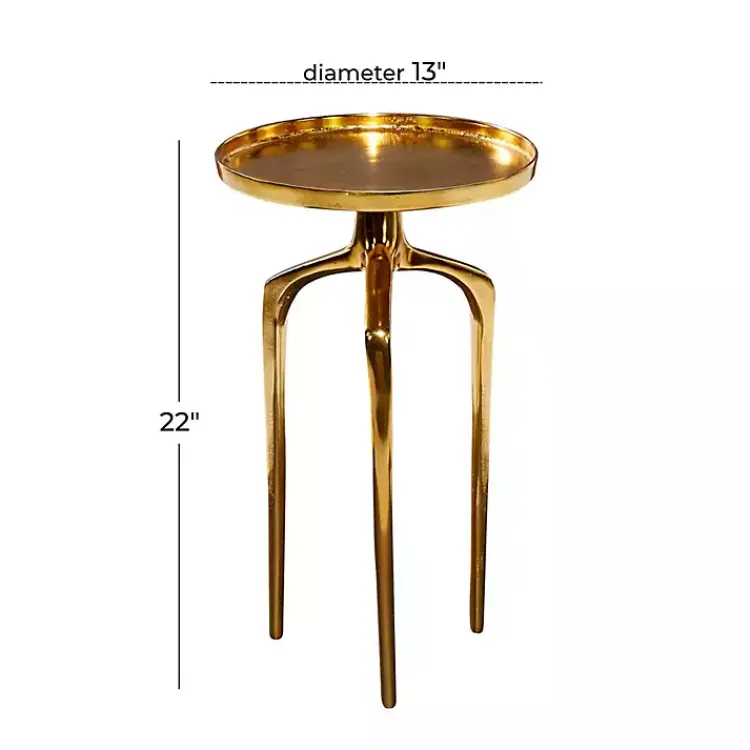 Kirklands Home Metal Round Tripod Accent Table Gold New
