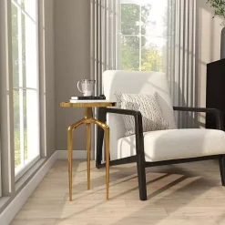 Kirklands Home Metal Round Tripod Accent Table Gold New