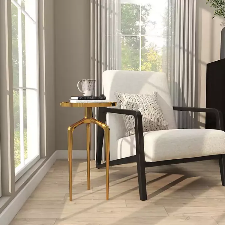 Kirklands Home Metal Round Tripod Accent Table Gold New