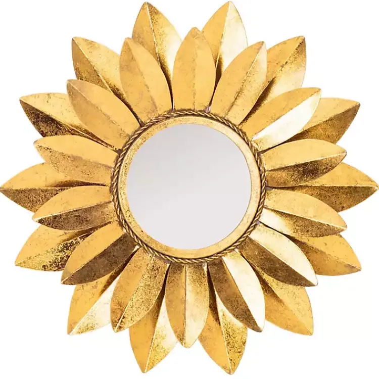 Kirklands Home Gold Metal Sunflower Wall Mirror Outlet
