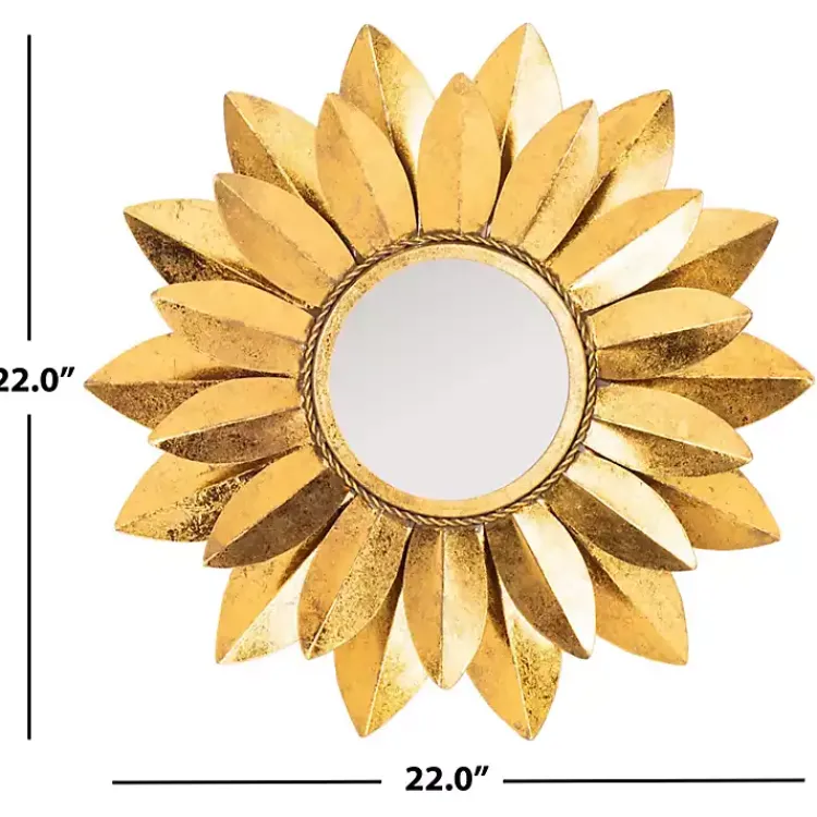Kirklands Home Gold Metal Sunflower Wall Mirror Outlet