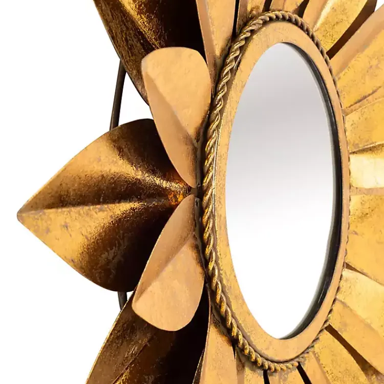 Kirklands Home Gold Metal Sunflower Wall Mirror Outlet