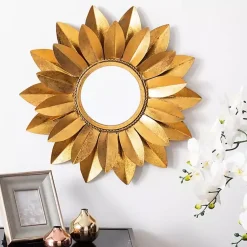 Kirklands Home Gold Metal Sunflower Wall Mirror Outlet