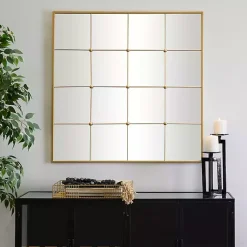 Kirklands Home Gold Metal Windowpane Wall Mirror Best