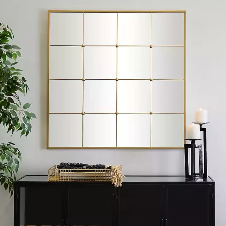 Kirklands Home Gold Metal Windowpane Wall Mirror Best