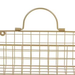 Kirklands Home Gold Metal Wire Cage Wall Baskets, Set of 2 Clearance