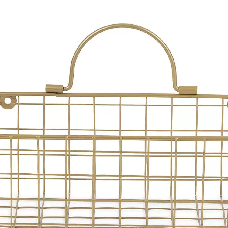Kirklands Home Gold Metal Wire Cage Wall Baskets, Set of 2 Clearance