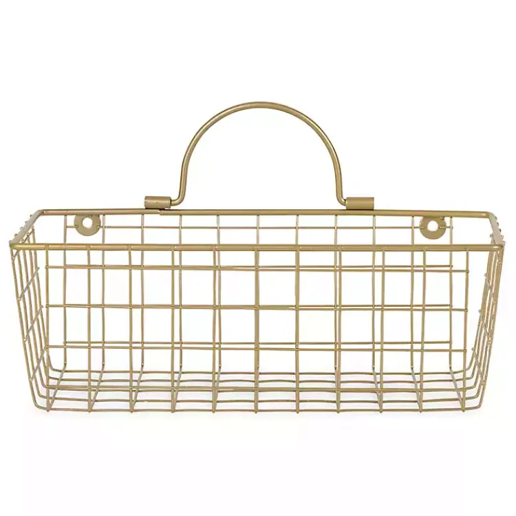 Kirklands Home Gold Metal Wire Cage Wall Baskets, Set of 2 Clearance