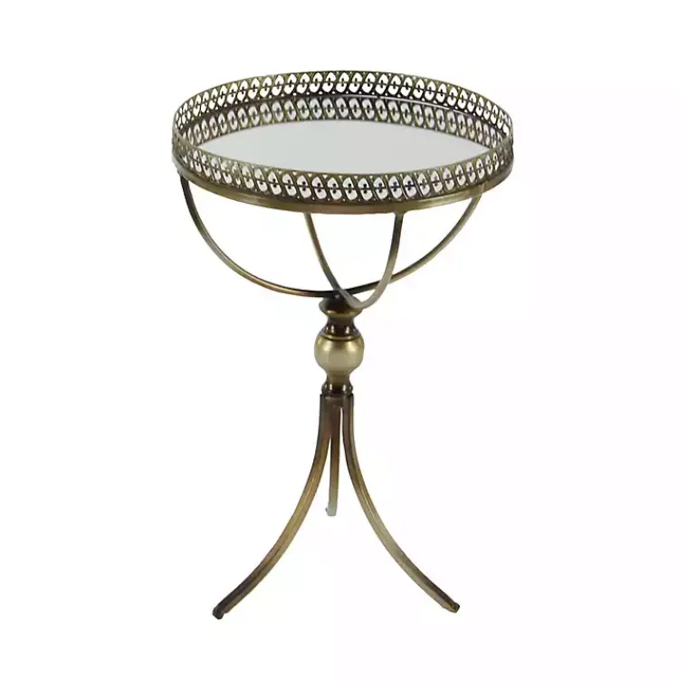Kirklands Home Mirror Top Metal Accent Table Gold Best