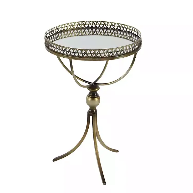 Kirklands Home Mirror Top Metal Accent Table Gold Best