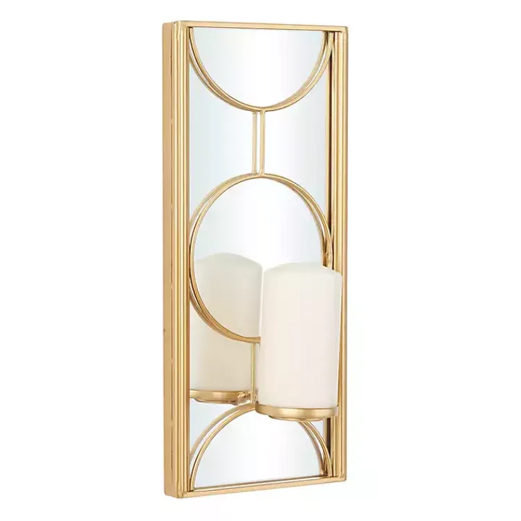 Sconces>Kirklands Home Gold Mirrored Geometric Sconce