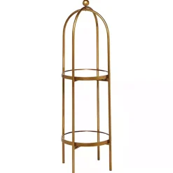 Kirklands Home Mirrored Two-Tier Cage Shelf Gold Online
