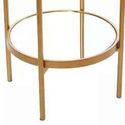 Kirklands Home Mirrored Two-Tier Cage Shelf Gold Online