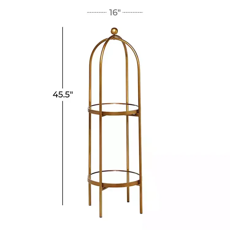 Kirklands Home Mirrored Two-Tier Cage Shelf Gold Online