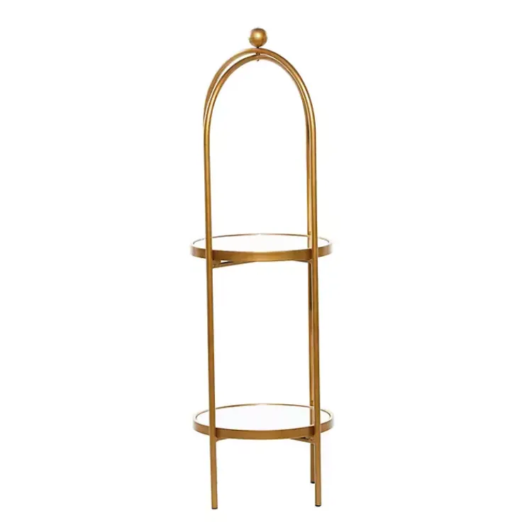Kirklands Home Mirrored Two-Tier Cage Shelf Gold Online