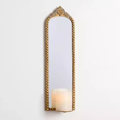 Sconces>Kirklands Home Gold Ornate Beaded Mirror Wall Sconce