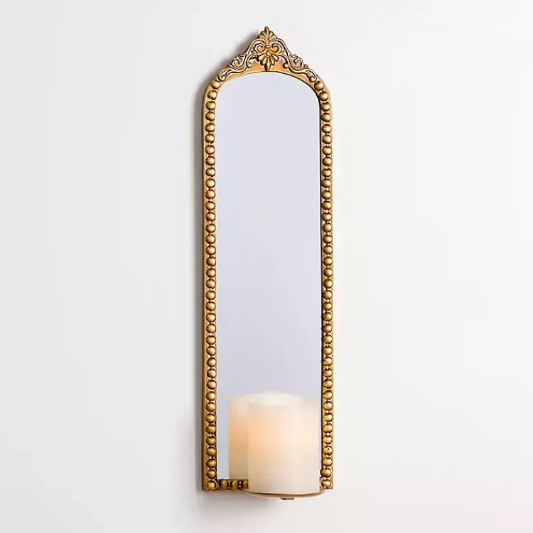 Sconces>Kirklands Home Gold Ornate Beaded Mirror Wall Sconce