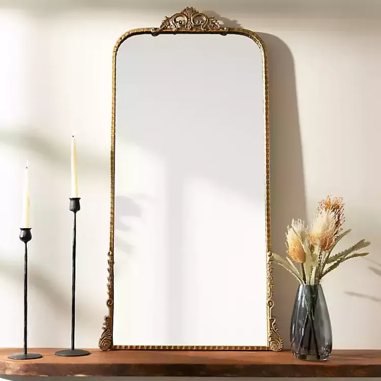Kirklands Home Gold Ornate Carved Large Wall Mirror Clearance