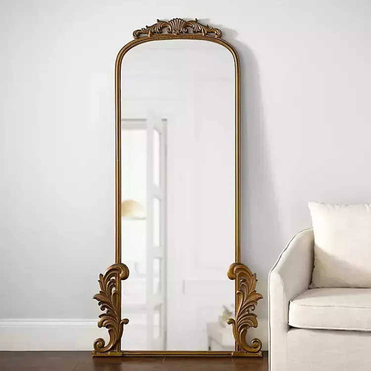 Kirklands Home Gold Ornate Scroll Bordeaux Leaner Mirror New