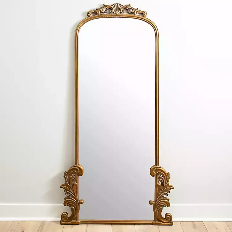 Kirklands Home Gold Ornate Scroll Bordeaux Leaner Mirror New