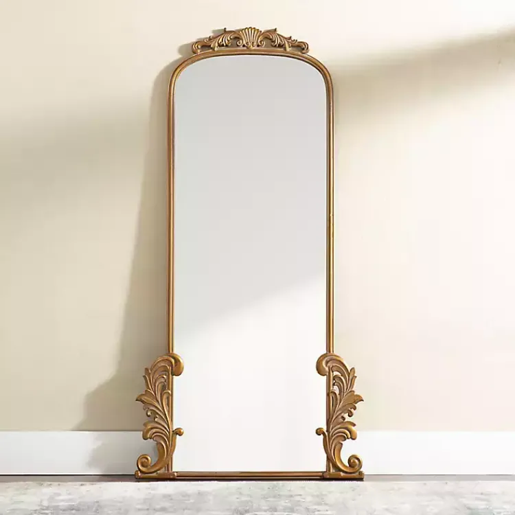 Kirklands Home Gold Ornate Scroll Bordeaux Leaner Mirror New