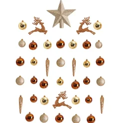 Christmas Ornaments>Kirklands Home 40-pc. Christmas Ornament & Star Topper Set Gold