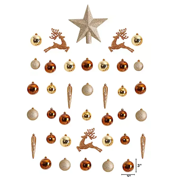 Christmas Ornaments>Kirklands Home 40-pc. Christmas Ornament & Star Topper Set Gold